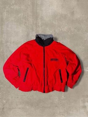 Red Zip-Front Windbreaker Jacket for Men
